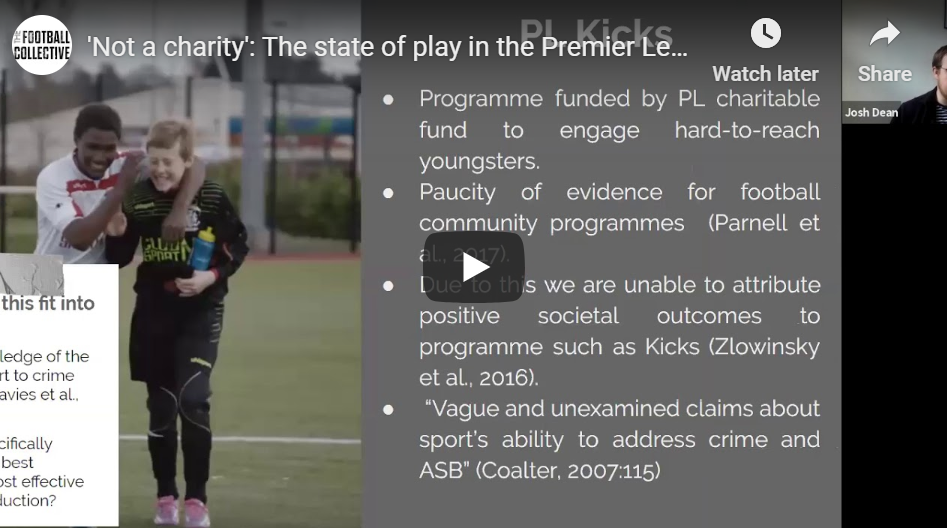 Watch: ‘Not a charity’: The state of play in the Premier Leagues CSR Management, Josh Dean